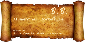 Blumenthal Borbála névjegykártya